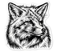 Azeeda 'Fox Portrait' Sticker - White, 10cm (DW00210790) | Waterproof Permanent Vinyl Decal for Cars, Windows and Bins