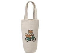Azeeda 'Fox Riding A Bicycle' Wine Bottle Bag - Natural (BL00051665)
