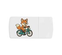 Azeeda 'Fox Riding a Vintage Bicycle' Pill Box with Tablet Splitter (PI00045104)