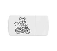 Azeeda 'Fox Riding Vintage Bicycle' Pill Box with Tablet Splitter (PI00045103)