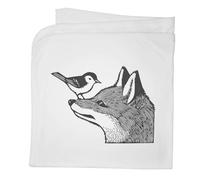 Azeeda 'Fox with Bird' Cotton Baby Blanket/Shawl (BY00050486)