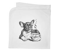 Azeeda 'French Bulldog Puppy with Coffee Cup' Baby Blanket (BY00052498)
