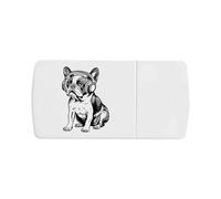 Azeeda 'French Bulldog Sitting with Headphones' Pill Box with Tablet Splitter (PI00036016)