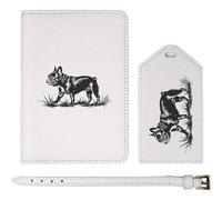 Azeeda 'French Bulldog Walking on Grass' Passport Cover & Luggage Tag Travel Set (PA00034074)