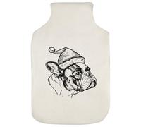 Azeeda 'French Bulldog Wearing Santa Hat' Hot Water Bottle Cover (HW00043655)