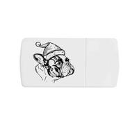 Azeeda 'French Bulldog Wearing Santa Hat' Pill Box with Tablet Splitter (PI00037111)