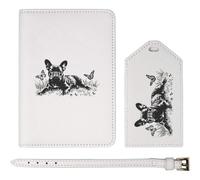 Azeeda 'French Bulldog with Butterflies' Passport Cover & Luggage Tag Travel Set (PA00033960)