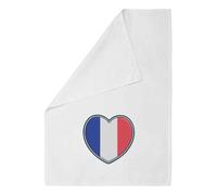 Azeeda 'French Flag Heart' Cotton Tea Towel - White (TW00029326)
