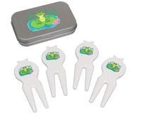 Azeeda 'Frog On A Lily Pad' Golf Divot Tool/Repair Fork Gift Set (GO00071998)