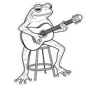 Azeeda 'Frog Playing Guitar' White Premium Vinyl Decal Sticker - Waterproof, Durable & Easy to Apply - for Car Bumpers, Windows, Bins & More - XXL (720mm) (DW00191887)