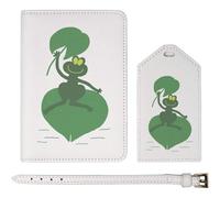 Azeeda 'Frog Sheltering from The Rain' Passport Cover & Luggage Tag Travel Set (PA00034510)