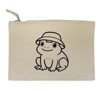 Azeeda 'Frog Wearing Bucket Hat' Canvas Clutch Bag/Accessory Case (CL00046396)