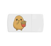 Azeeda 'Funny Cute Potato Eating Chips' Pill Box with Tablet Splitter (PI00043706)