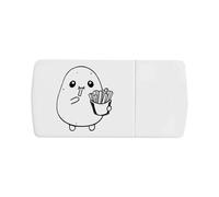 Azeeda 'Funny Cute Potato Eating Chips' Pill Box with Tablet Splitter (PI00043721)