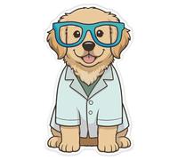 Azeeda 'Funny Dog with Eyeglasses' White Premium Vinyl Decal Sticker - Waterproof, Durable & Easy to Apply - for Car Bumpers, Windows, Bins & More - XL (460mm) (DW00194330)