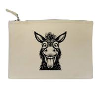 Azeeda 'Funny Donkey Face' Canvas Clutch Bag/Accessory Case (CL00054367)