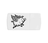 Azeeda 'Funny Flying Pig' Pill Box with Tablet Splitter (PI00043742)