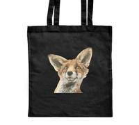 Azeeda 'Funny Fox' Classic Black Tote Shopper Bag (ZB00033276)