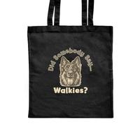 Azeeda 'Funny German Shepherd Walkies' Classic Black Tote Shopper Bag (ZB00034585)