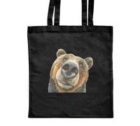 Azeeda 'Funny Grizzly Bear' Classic Black Tote Shopper Bag (ZB00033295)