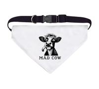 Azeeda 'Funny Mad Cow' Pet Bandana - White, L (PD00085056)