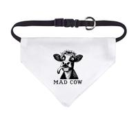 Azeeda 'Funny Mad Cow' Pet Bandana - White, S (PD00085055)