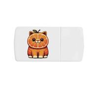 Azeeda 'Funny Orange Cat' Pill Box with Tablet Splitter (PI00035866)