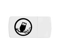 Azeeda 'Funny Owl On Branch' Pill Box with Tablet Splitter (PI00042889)