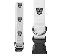 Azeeda 'Funny Pug Face' Dog Collar - White, L (PR00085012)