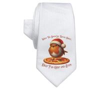 Azeeda 'Funny Robin With Pizza' White Tie/Necktie with Gift Box (AT00028902)