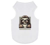 Azeeda 'Funny Sloth Serving Coffee' Pet Dog/Cat T-Shirt, M (PT00173734)