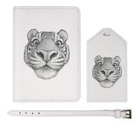 Azeeda 'Funny Tiger' Passport Travel Set - White (PA00043488)
