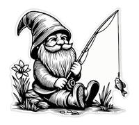 Azeeda 'Garden Gnome with Fishing Rod' Clear Premium Vinyl Decal Stickers - Waterproof, Durable & Easy to Apply - for Car Bumpers, Windows, Bins & More - XXL (720mm) (DC00159356)