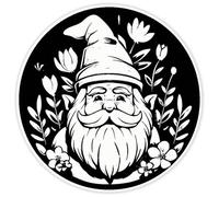 Azeeda 'Garden Gnome with Flowers' Clear Premium Vinyl Decal Stickers - Waterproof, Durable & Easy to Apply - for Car Bumpers, Windows, Bins & More - XXL (720mm) (DC00159192)