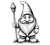 Azeeda 'Garden Gnome with Staff' Clear Premium Vinyl Decal Stickers - Waterproof, Durable & Easy to Apply - for Car Bumpers, Windows, Bins & More - XXL (720mm) (DC00159477)