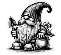 Azeeda 'Garden Gnome with Trowel' Clear Premium Vinyl Decal Stickers - Waterproof, Durable & Easy to Apply - for Car Bumpers, Windows, Bins & More - XXL (720mm) (DC00159355)