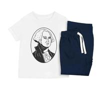 Azeeda 'George Washington' Kids Cotton Pyjama Set - Comfortable Children's Nightwear, Sleepwear and Loungewear - Unisex for Boys and Girls - Navy, 3-4 Years (KP00205177)