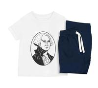 Azeeda 'George Washington' Kids Cotton Pyjama Set - Comfortable Children's Nightwear, Sleepwear and Loungewear - Unisex for Boys and Girls - Navy, 9-10 Years (KP00252359)