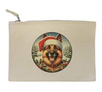 Azeeda 'German Shepherd Dog Wearing Santa Hat' Canvas Clutch Bag/Accessory Case (CL00048321)