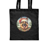 Azeeda 'German Shepherd Dog Wearing Santa Hat' Classic Black Tote Shopper Bag (ZB00028503)