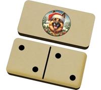 Azeeda 'German Shepherd Dog Wearing Santa Hat' Domino Set & Box (DM00052762)