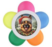 Azeeda 'German Shepherd Dog Wearing Santa Hat' Flower Shape Highlighter Pen (HL00042456)
