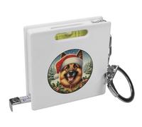 Azeeda 'German Shepherd Dog Wearing Santa Hat' Keyring Tape Measure/Spirit Level Tool (KM00047372)