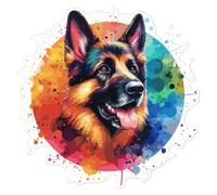 Azeeda 'German Shepherd Dog' White Premium Vinyl Decal Sticker - Waterproof, Durable & Easy to Apply - for Car Bumpers, Windows, Bins & More - Large (210mm) (DW00116066)