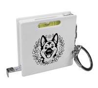 Azeeda 'German Shepherd Floral Wreath' Keyring Tape Measure/Spirit Level Tool (KM00047494)