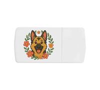 Azeeda 'German Shepherd Floral Wreath' Pill Box with Tablet Splitter (PI00038846)