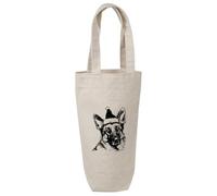 Azeeda 'German Shepherd Wearing Santa Hat' Cotton Wine Bottle Gift/Travel Bag (BL00044105)