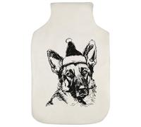 Azeeda 'German Shepherd Wearing Santa Hat' Hot Water Bottle Cover (HW00044038)