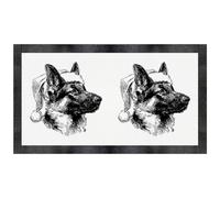 Azeeda 'German Shepherd Wearing Santa Hat' Pet Feeding Mat (PM00034358)
