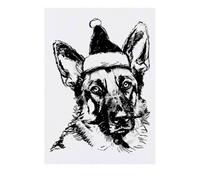 Azeeda 'German Shepherd Wearing Santa Hat' Temporary Tattoo - Water Resistant, Skin-Safe, Non-Toxic Transfer (TO00090685)